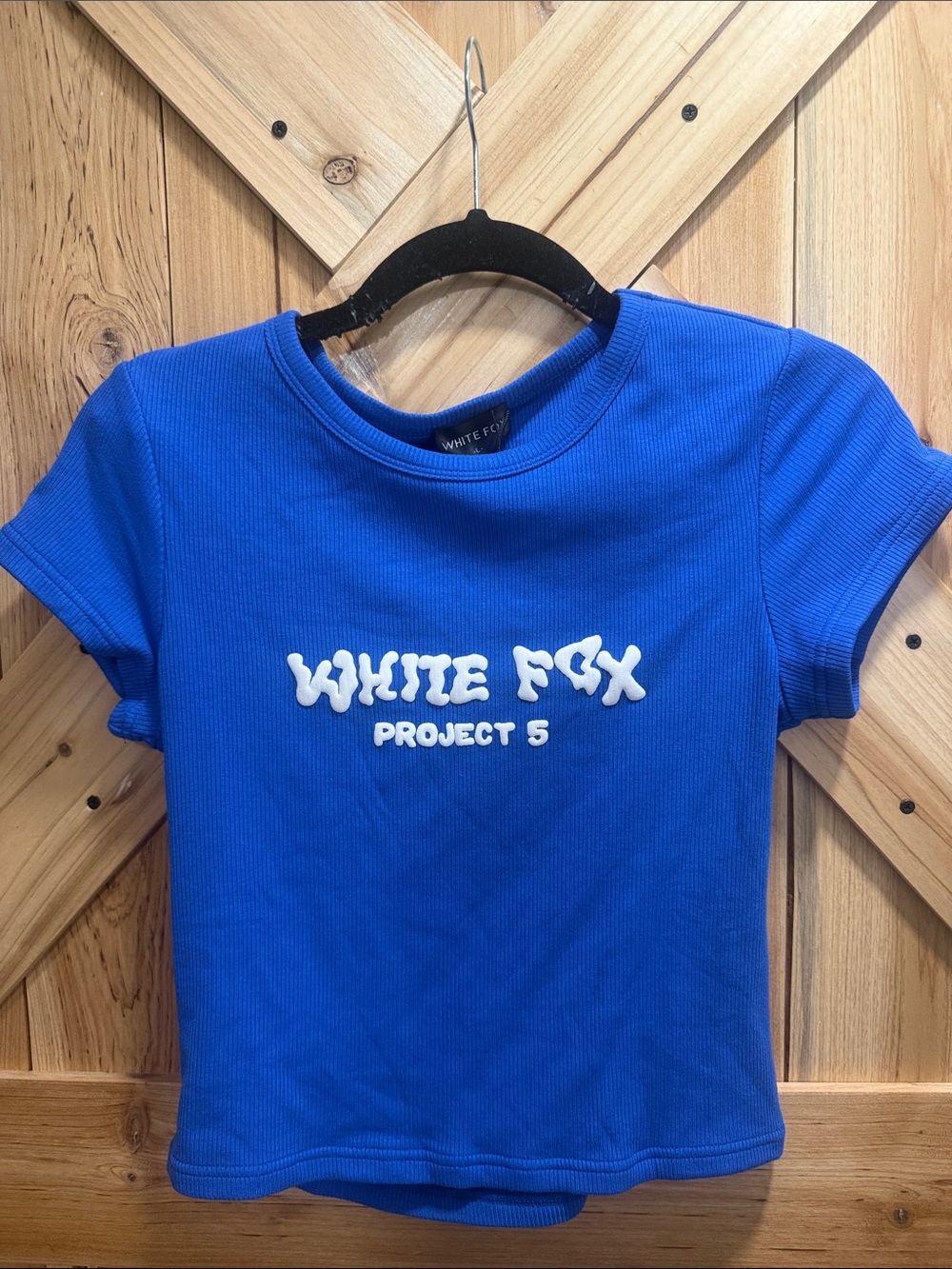 White fox blue tee